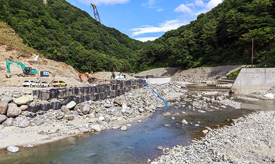 砂防堰堤の現場